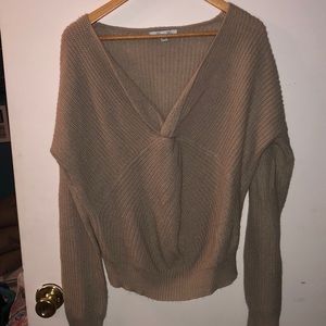 She + Sky tan twist-front sweater